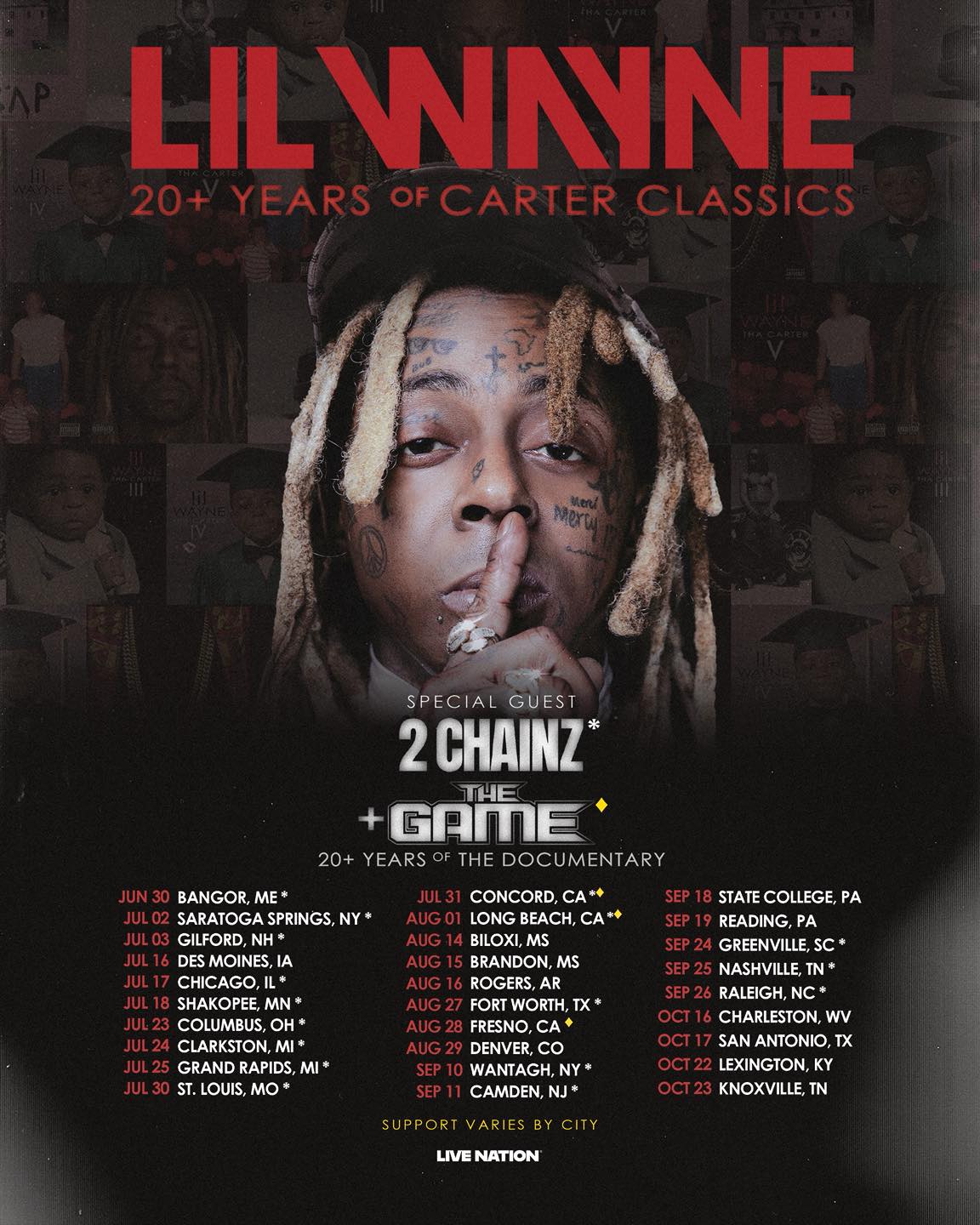 Lil Wayne 20 Years of Carter Classics Tour Poster 2026